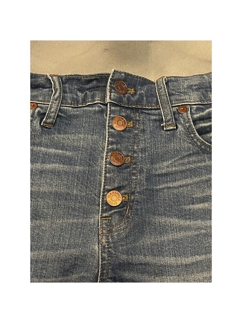 Madewell High-Rise Denim Shorts Women’s Size 27 Button Fly Frayed - Picture 2 of 5
